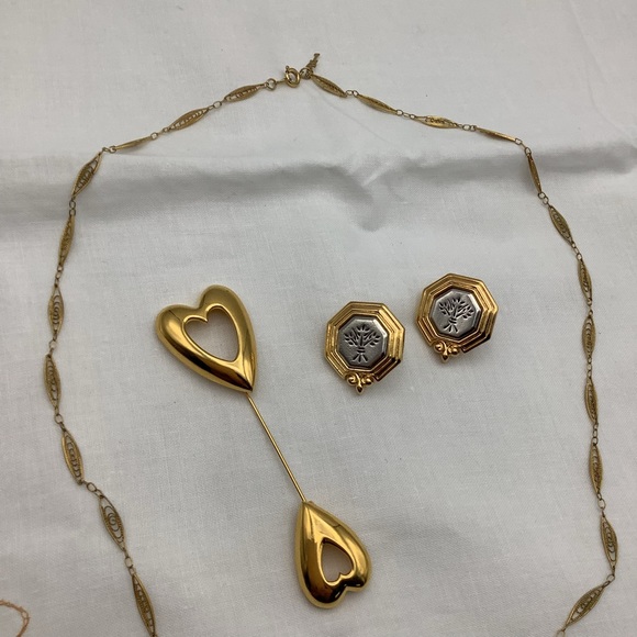 Vintage Leaves & Heart Jewelry Lot 3 Items - Picture 5 of 9